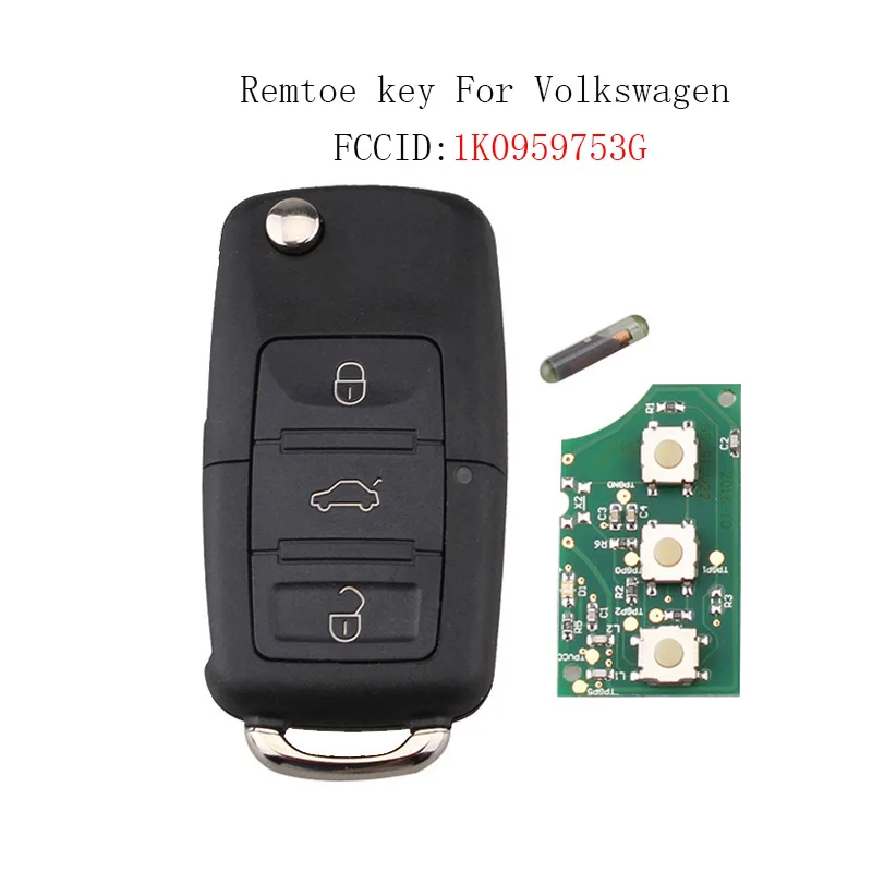 

5PCSX 3 Buttons 434.4MHz 48 Chip 1K0 959 753 G Remote Key for SKODA Octavia 2004-2010 VW Golf Plus Auto Remote 1K0959753G