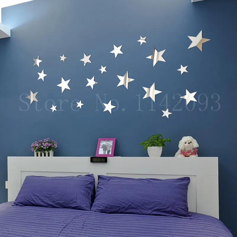 

Star Pattern Mirror Sticker 3D Diy Wall Stickers Wall Decals Home Kids Room Decoration Wall Decor Silver / Gold Color