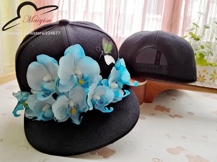 Ручной работы летняя брендовая родитель-ребенок шапочка Цветочные Snapback Шапки Мотылек цветок орхидеи бейсболки для мужчин и женщин свадебные