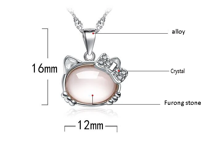 Трендовое модное ожерелье с розовым камнем, массивные подвески, милые ювелирные изделия hello kitty, ожерелье с котом для женщин, модное ювелирное изделие, подарок