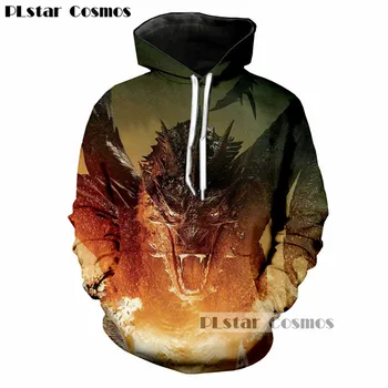 

PLstar Cosmos 2018 Autumn Hooded Sweatshirt Game of Thrones Angry Dragon Spitting Fire 3D Print Men/Women Hoodies Casual hoodie