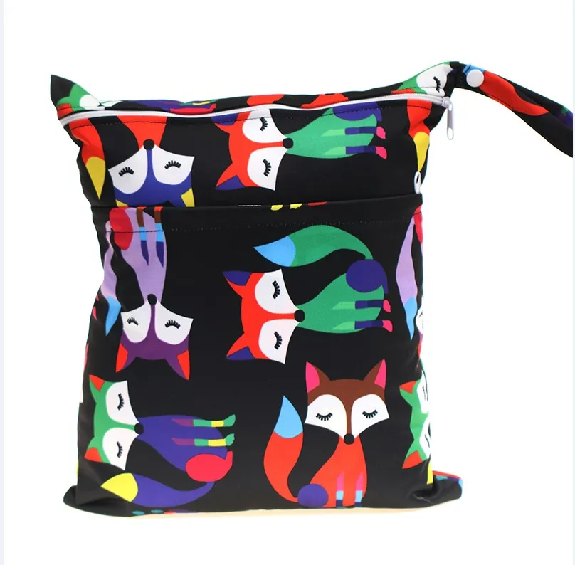 [Sigzagor] 1 Влажная сухая сумка, сумка для подгузников, сумка для подгузников, вставка, две молнии, Детская водонепроницаемая многоразовая сумка с черепом и каркасом, 100 дизайнов - Цвет: WH40