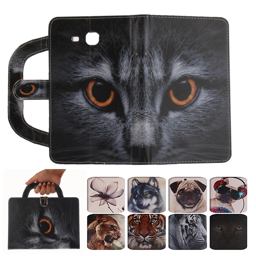 

for Samsung Galaxy Tab A 7.0 2016 T280 Case Stand Flip Cover Tablet Funda Portable Handbag Capa Coque Cat Dog Tiger Lion Wolf