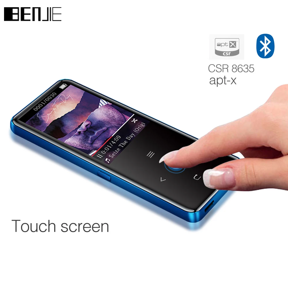 

New Touch Screen Bluetooth MP3 Player 8GB Support OTG BENJIE A20 Metal HiFi Lossless Music Players with FM Radio Recorder TF