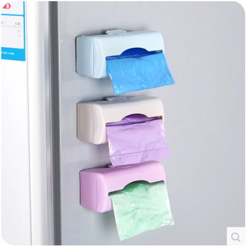 

Wall-mounted Garbage Bag Storage Box Container Kitchen Bathroom Organization Storage Plastic Tray