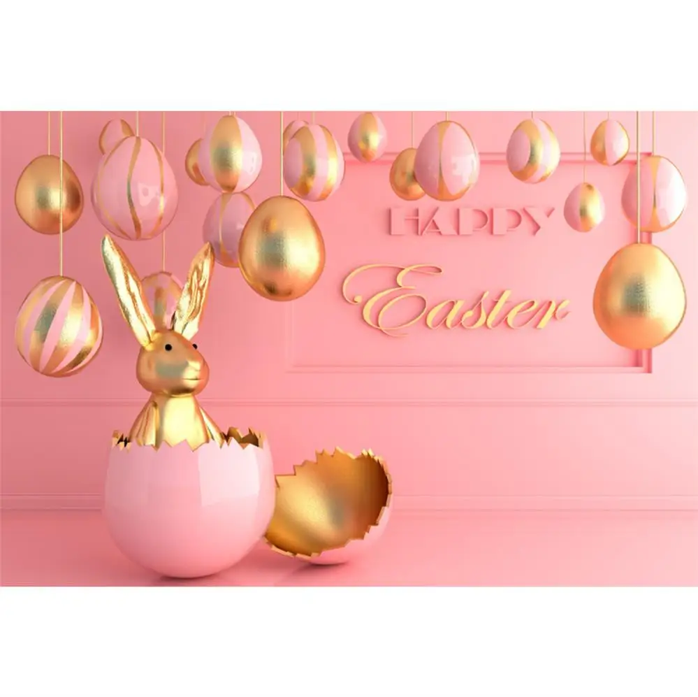 

Laeacco Happy Easter Day Cartoon Color Eggs Bunny Photographic Portrait Background Baby Scene Photography Studio Photo Backdrops