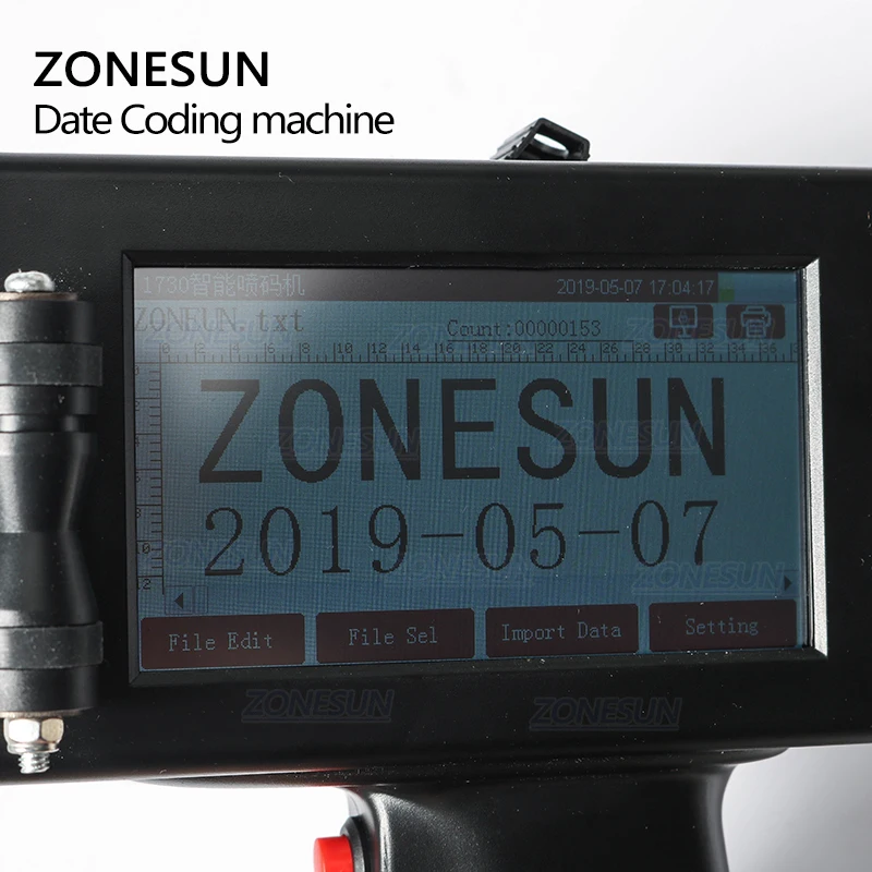 ZONESUN сенсорный экран ручной Интеллектуальный USB QR 360 градусов струйный принтер кодировочная машина для коробки резиновый металлический срок годности