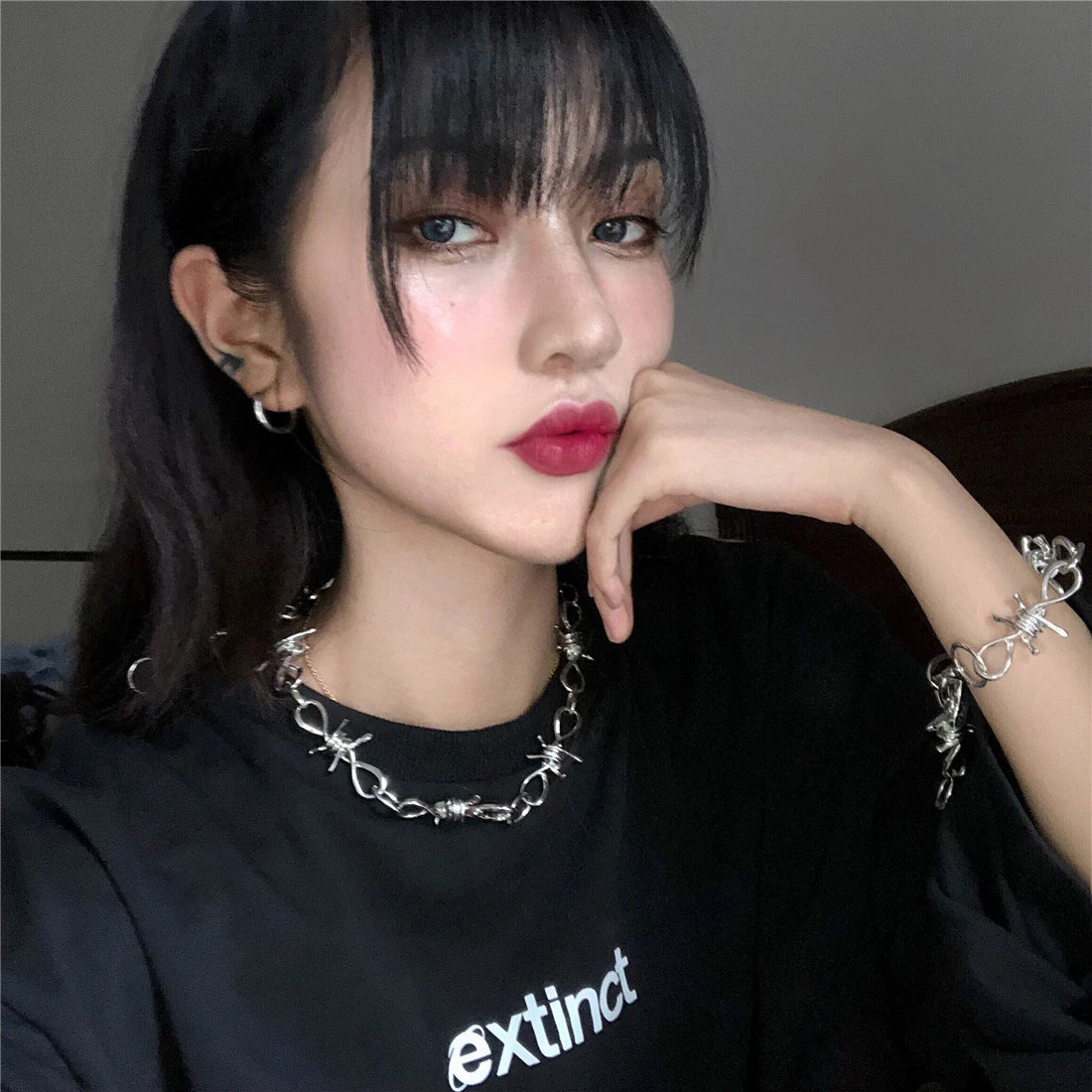 

Thorns Dark Fashion Necklace Bracelet Unisex Chain Necklace Hip Hop Punk Hip Hop Jewelry Hipster Tumblr