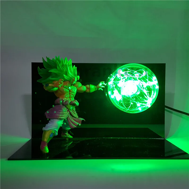 Dragon Ball Z Broly Супер Saiyan экшн-фигурка Kamehameha Светодиодная настольная лампа аниме Dragon Ball Z DBZ Коллекционная модель игрушки Сон Гоку