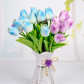 

10pcs High-end simulation Fake PU tulip flower, romantic bride holding flowers artificial plants garden wedding party decoration