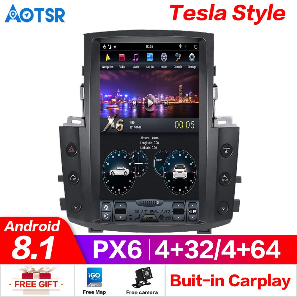 Android 8.1 Tesla style 4GB RAM Car GPS Navigation Auto No DVD Player For Lexus LX570 radio tape recorder head unit multimedia