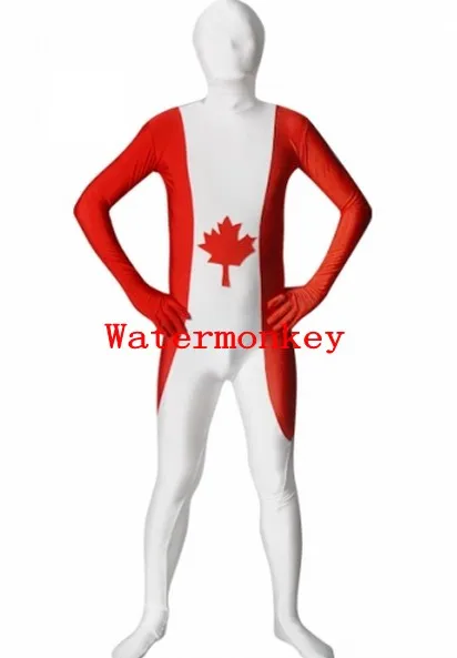 

Canada Flag Zentai Second Skin Suit Fancy Dress Costume Spandex Lycra