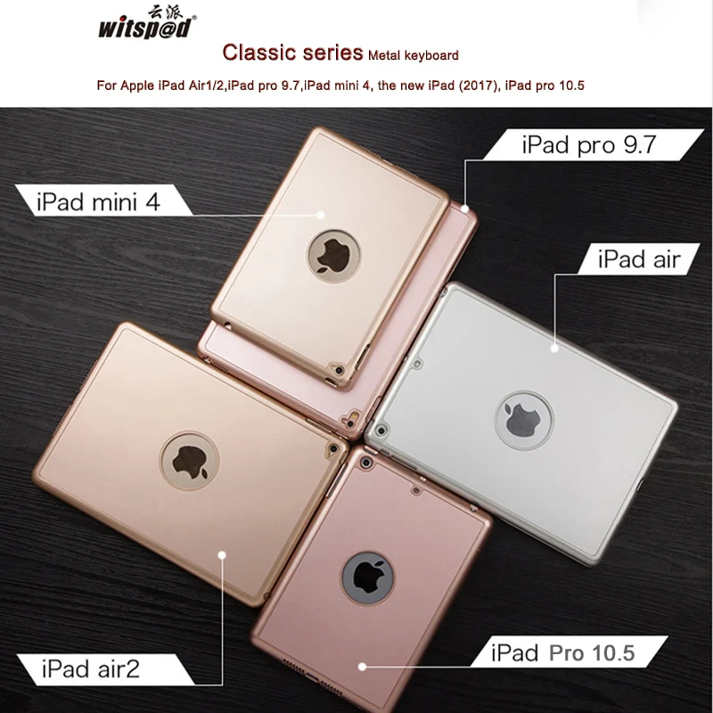 Witsp@ d роскошный чехол с Bluetooth клавиатурой для iPad Mini() и iPad mini 4, 7 цветов светодиодный чехол с подсветкой/алюминиевый беспроводной Чехол