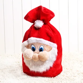 

New Christmas Gift Bags Cartoon Santa Claus Super Soft Sack Christmas Candy Bags Drawstring 45*35cm W8204