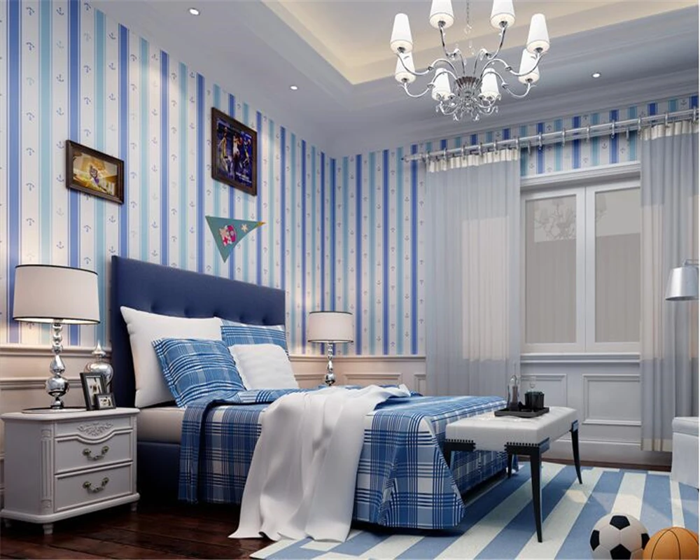 beibehang Korean personality children room girl boy striped wallpaper
