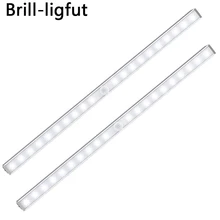 PIR датчик движения 20 светодиодная подсветка под шкаф настенный светильник светодиодный жесткая полоса барный светильник кухонный шкаф аварийный ночной Светильник