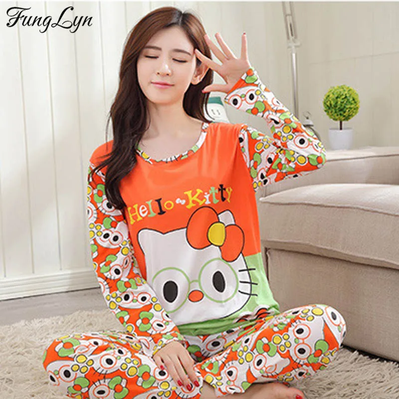 FL069C тонкая Пижама с рисунком из мультфильма женская пижама Pizama Дамская животными