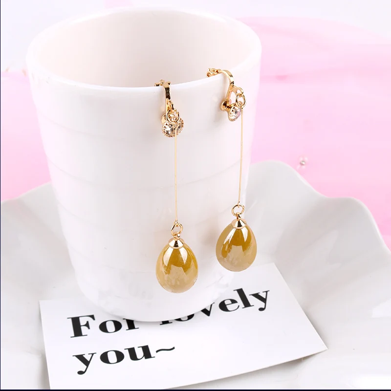 Luxury Earrings Women Resin Waterdrop Clip Waterdrop Earring