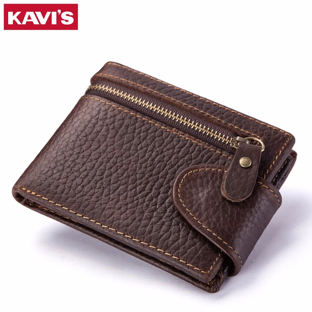 

KAVIS Quality Genuine Cowhide Leather Men Wallet Male Cuzdan walet Coin Purse Men Purse Luxury Brand Small and Perse Mini Zipper
