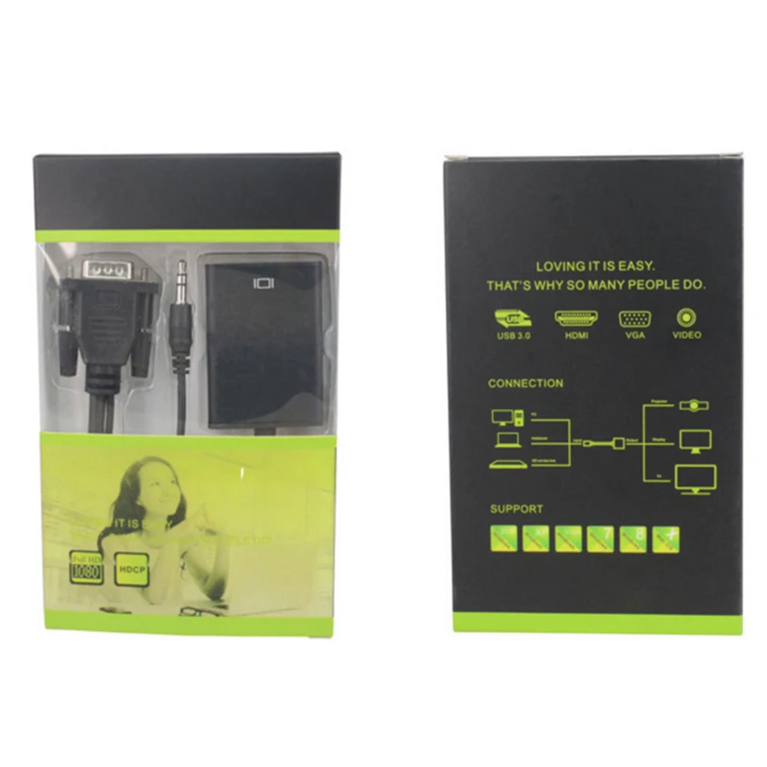 TOFOCO преобразователь из VGA в HDMI адаптер Выход 1080P HD с аудио VGA2HDMI ТВ AV Видео кабель