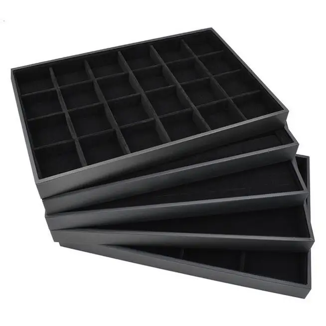 Hot Selling PU Frame Velvet Jewelry Organizer Jewellery Display Ring Box Necklace Earring Holder Various Models for Option