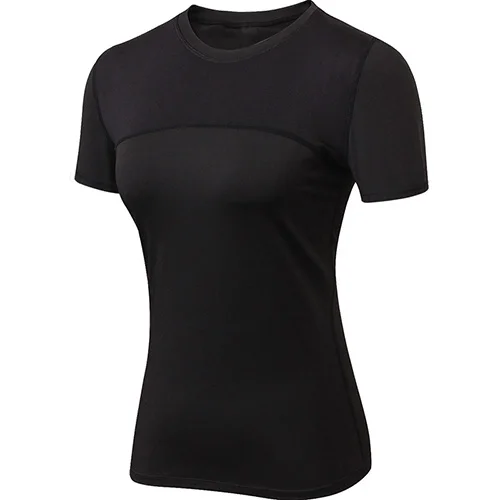 Женская быстросохнущая Спортивная рубашка с сеткой OLOEY, профессиональные дышащие футболки с коротким рукавом для занятий йогой, фитнесом - Цвет: Black
