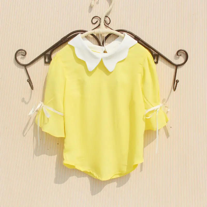Коллекция года, летняя школьная блузка для маленьких девочек, рубашка белый топ для девочек, блузки, рубашки для детей, blusa, детская одежда, JW4688-3 - Цвет: design 6 yellow