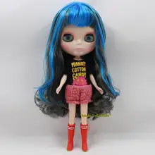 [NBL052] лидер продаж, Blyth Кукла# черный с глубокий голубой цвет волосы подчеркивает Блит куклы 1" куклы составляют кукла
