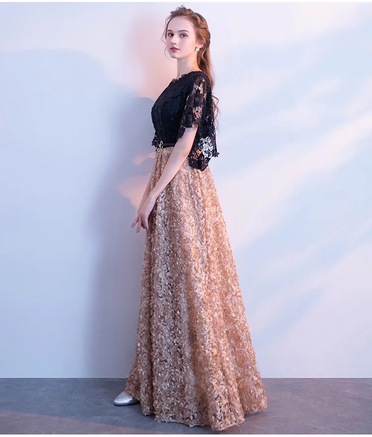 Robe De Soiree элегантные кружевные вечерние платья с короткими рукавами и цветочным принтом на молнии, вечерние платья в пол