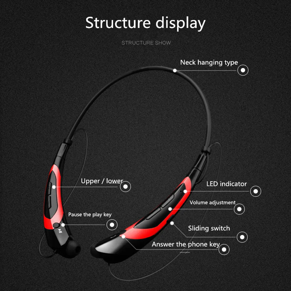 Спортивные Беспроводные Bluetooth наушники, стерео гарнитура с шейным ободком, наушники с микрофоном для мобильного телефона xiaomi