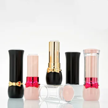 

100 pcs plastic empty lipstick tube with bow tube bow lipstick shell inner diameter 12.1 color black / pink