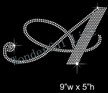 

Free shipping Big Artistic Letter Rhinestone Hotfix Transfer Iron on Applique Motif Rhinestone Hotfix Transfer