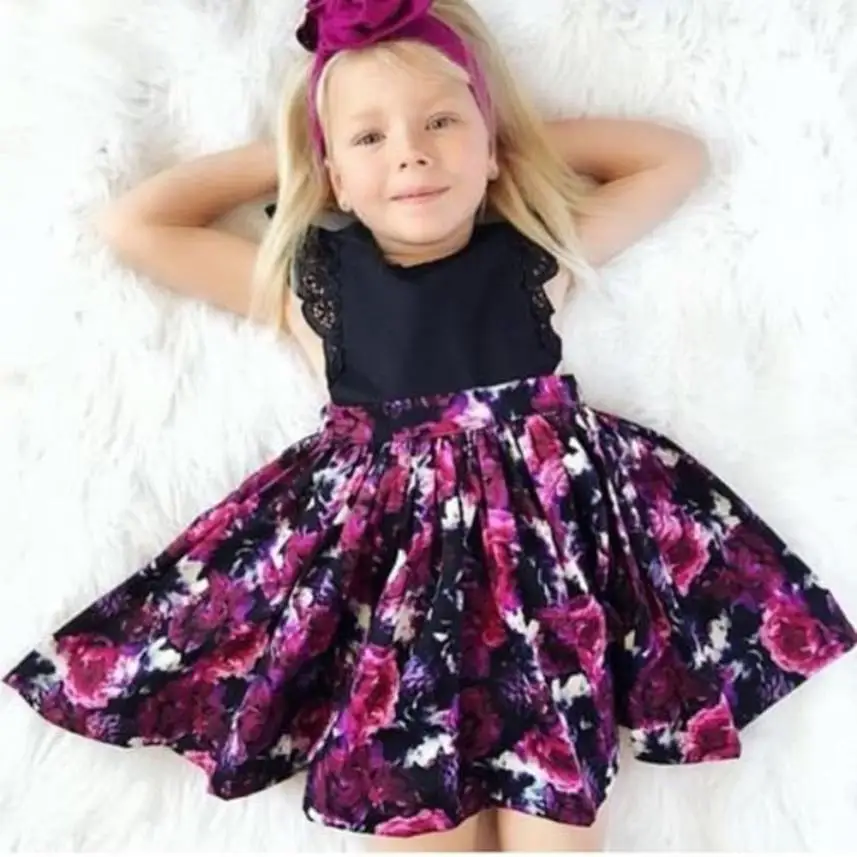 2017 children dress flower for girl summer 5 years girl child