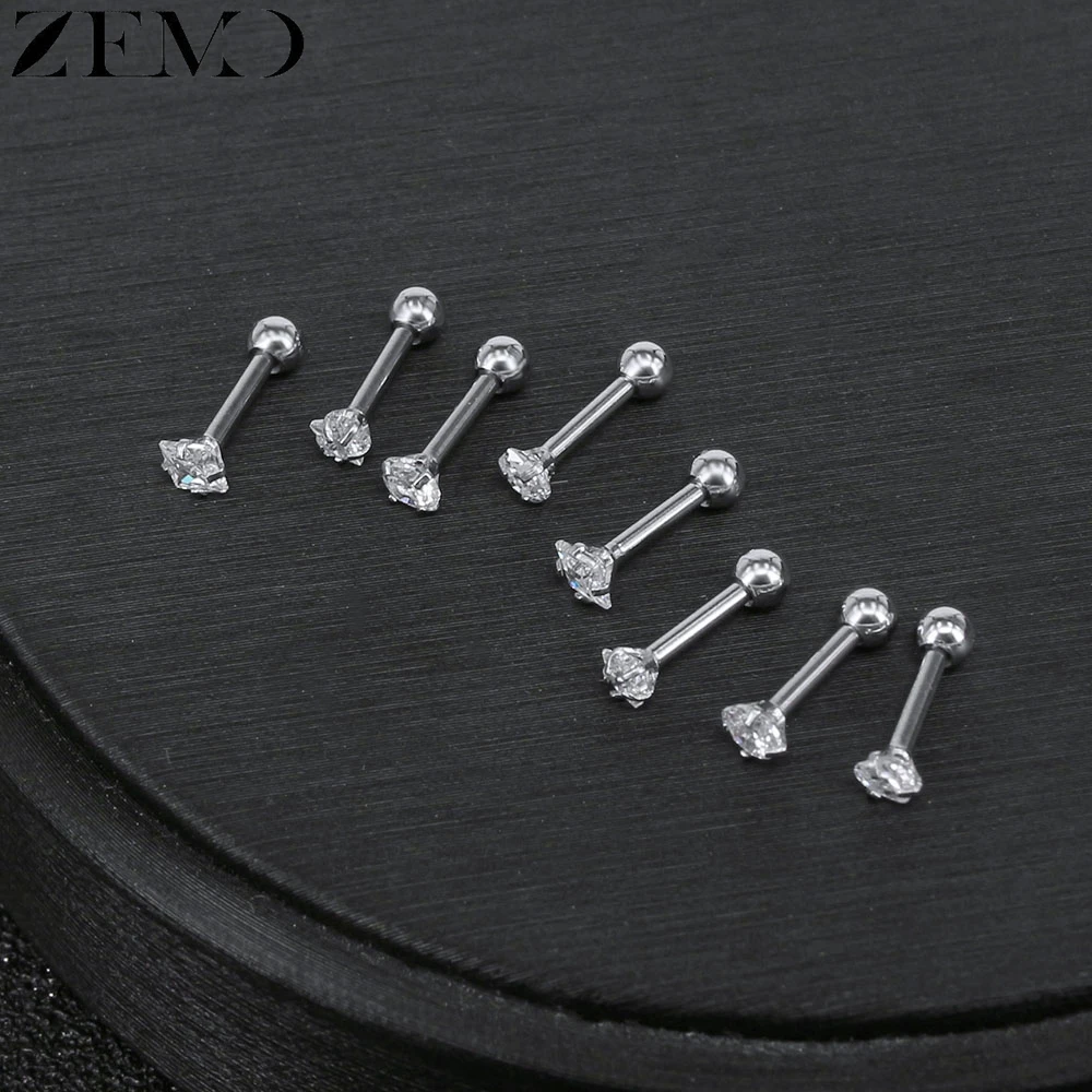 ZEMO 4 пары звезда серьги-гвоздики для женщин сердце серебряные шпильки с кубическим цирконием женские круглые украшения для ушного пирсинга вечерние подарок