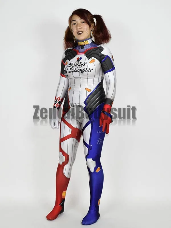 3D принт D.Va Harley Quinn костюмы зентай боди два Харли Хэллоуин Косплей Костюм|harley quinn