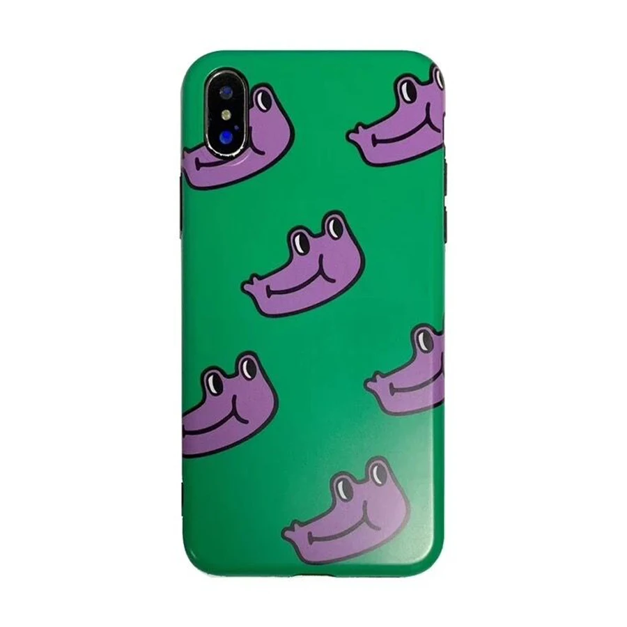 

For iphone XR XS MAX X 7 8 plus case cover cute 3d cartoon crocodile painted soft silicon phone bag case for iphone 6 6s plus