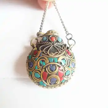 

BYH028 Nepal Lovely Snuff Bottles Tibetan Pendants colorful stone