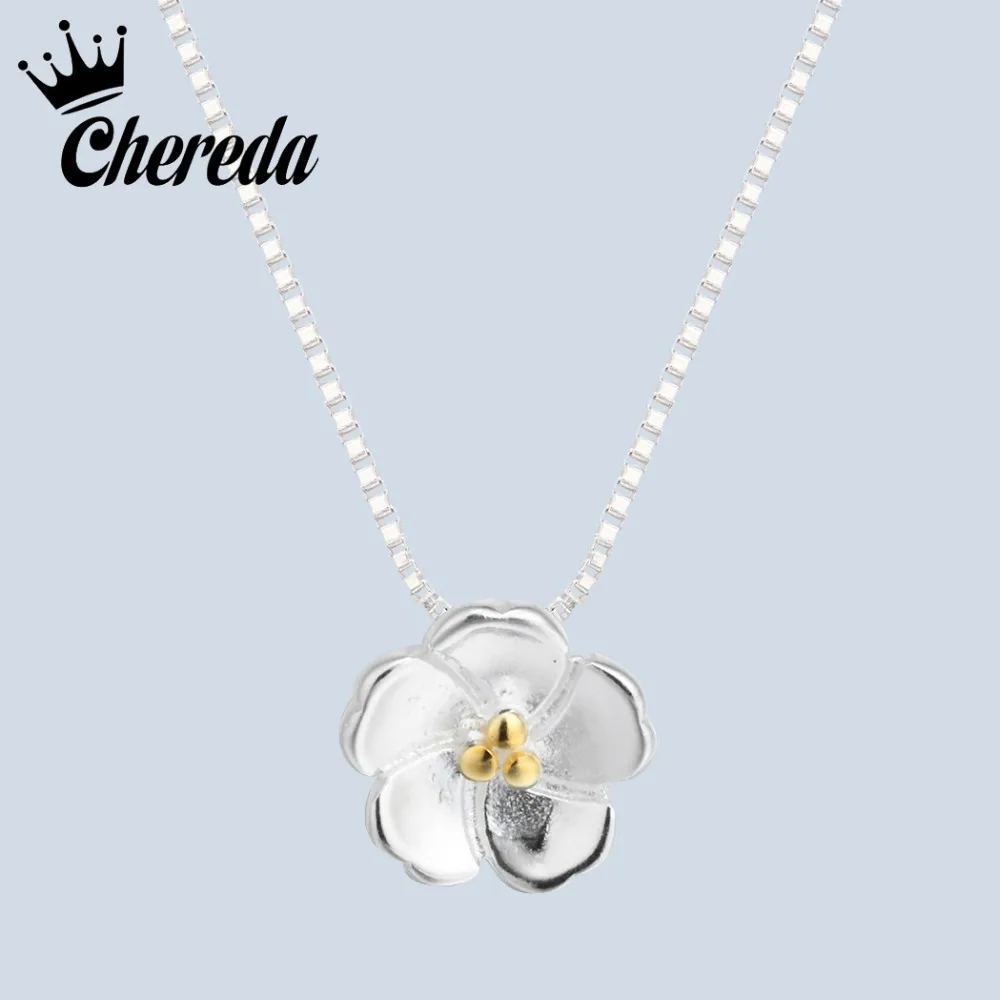 

Chereda Charm Flower Pendant Necklaces High Quality Jewelry For Women Girls Fashion Silver Gold Color Fine Accessories