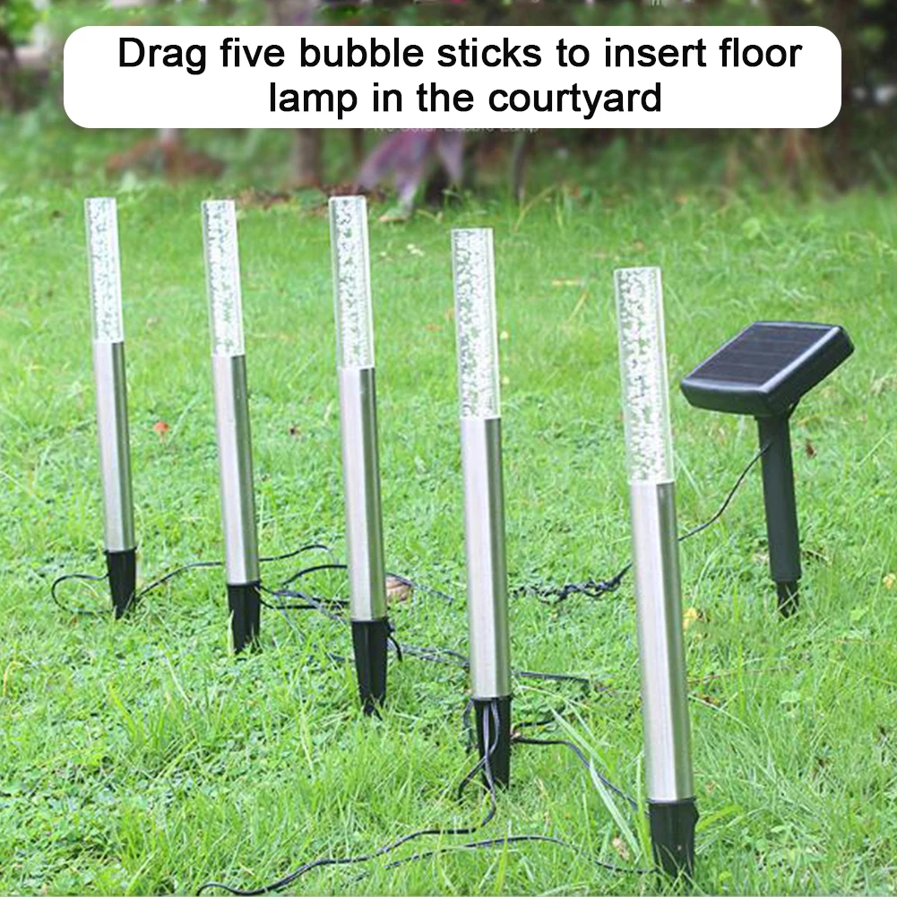 

Ground Decoration Waterproof Tube Yard Acrylic Stake Outdoor Bubble Stick 5 LED Lawn Landscape Solar Lamp Pathway