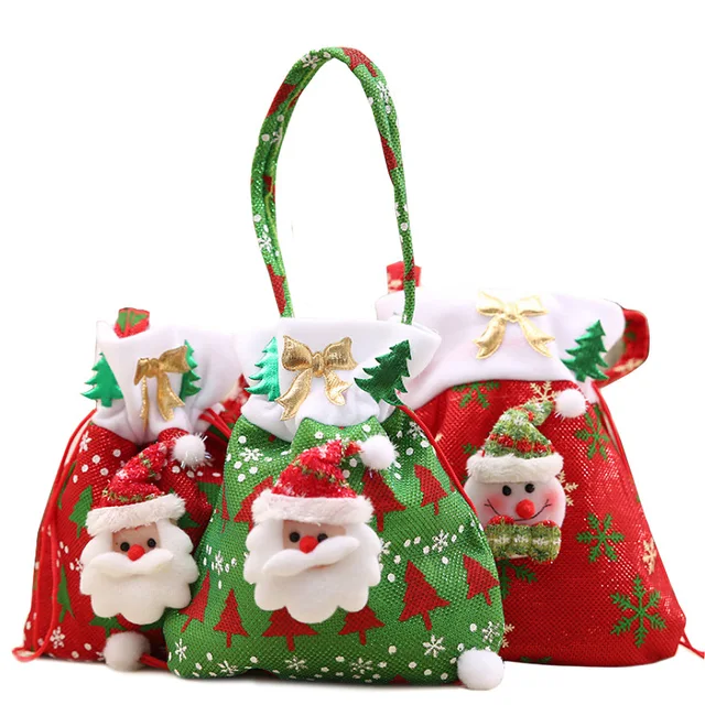 Canvas Christmas Gift Candy Bags Drawstring Favor Canvas Christmas Gift Candy Bags Drawstring Favor Package Bulk Set Of Multi