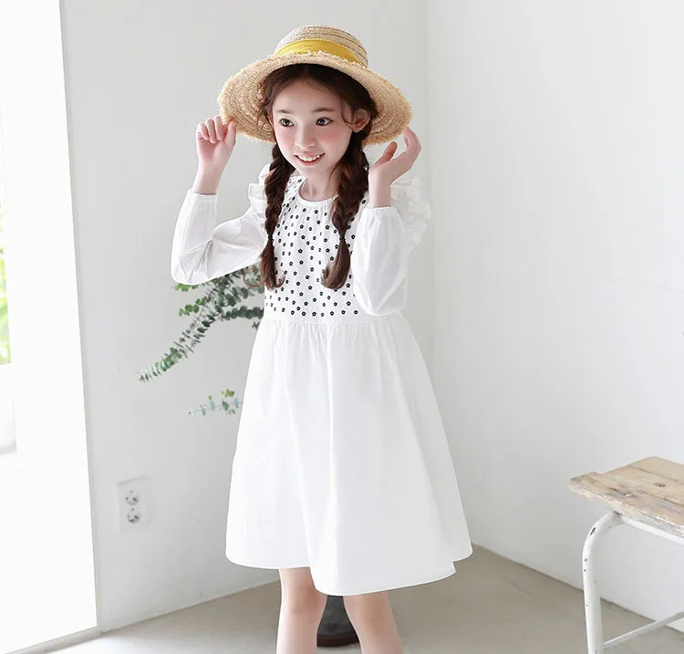 dot cotton teenage baby girl autumn dress with long sleeve 2018 children's ruffles dresses toddler girls clothing kids clothes (12)