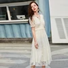 ARTKA 2022 Summer Women Dresses Retro V-Neck Dress Elegant Lace Long Dress Hollow Lace Short Sleeve Dress For Women LA13590X ► Photo 1/6