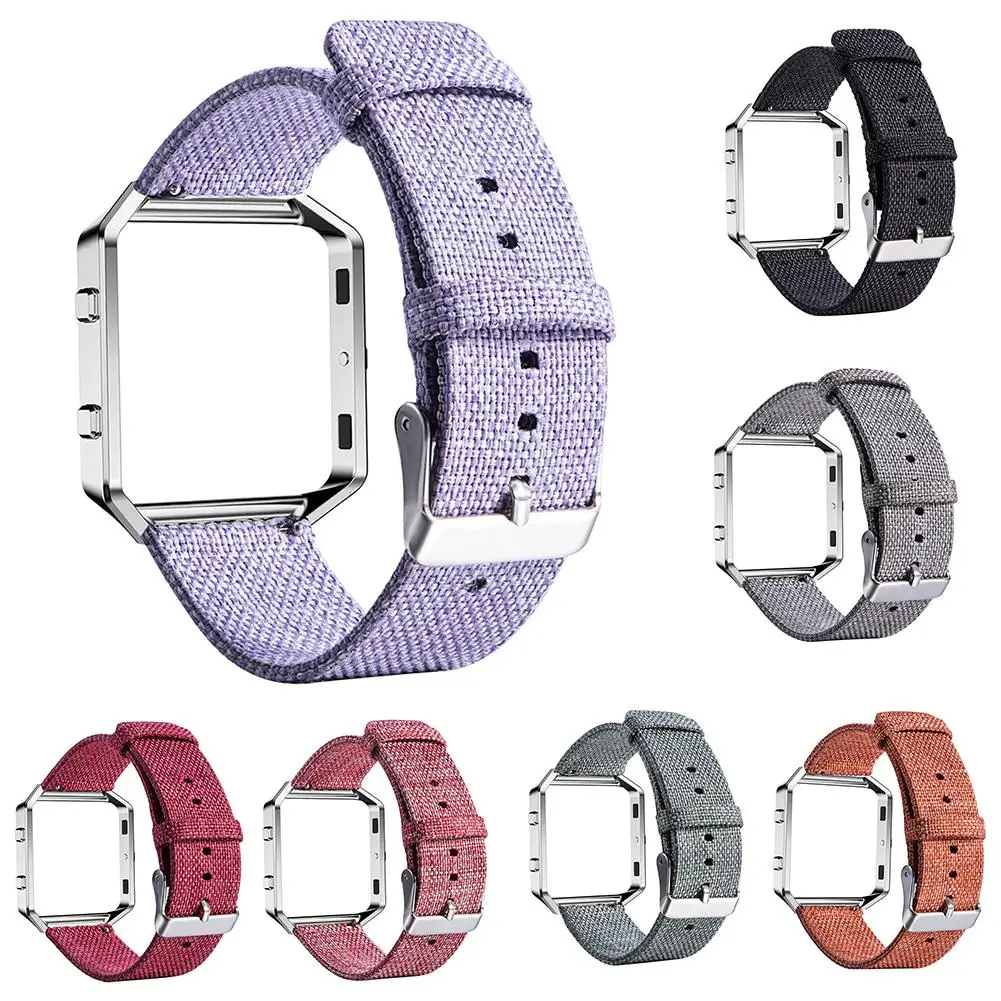 2019 Регулируемый часы с ремешком из полотна с металлической рамкой для Fitbit Blaze умный Браслет