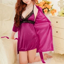 Sexy Lingerie Hot Satin Lace Kimono Intimate Sleepwear women Sexy Underwear Bathrobes sleepwear evening dress lenceria erotica