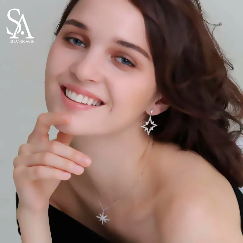 Женские серьги со стразами SA SILVERAGE из стерлингового серебра 925 пробы|drop earrings|earrings