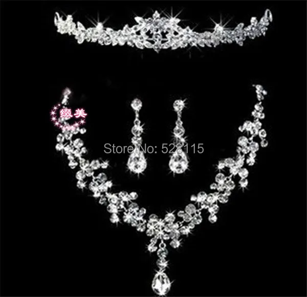 

1set/lot Bridal tiara jewelry set wedding crystal rhinestone flower Necklace earrings Set Wedding hair jewelry Accessories!!