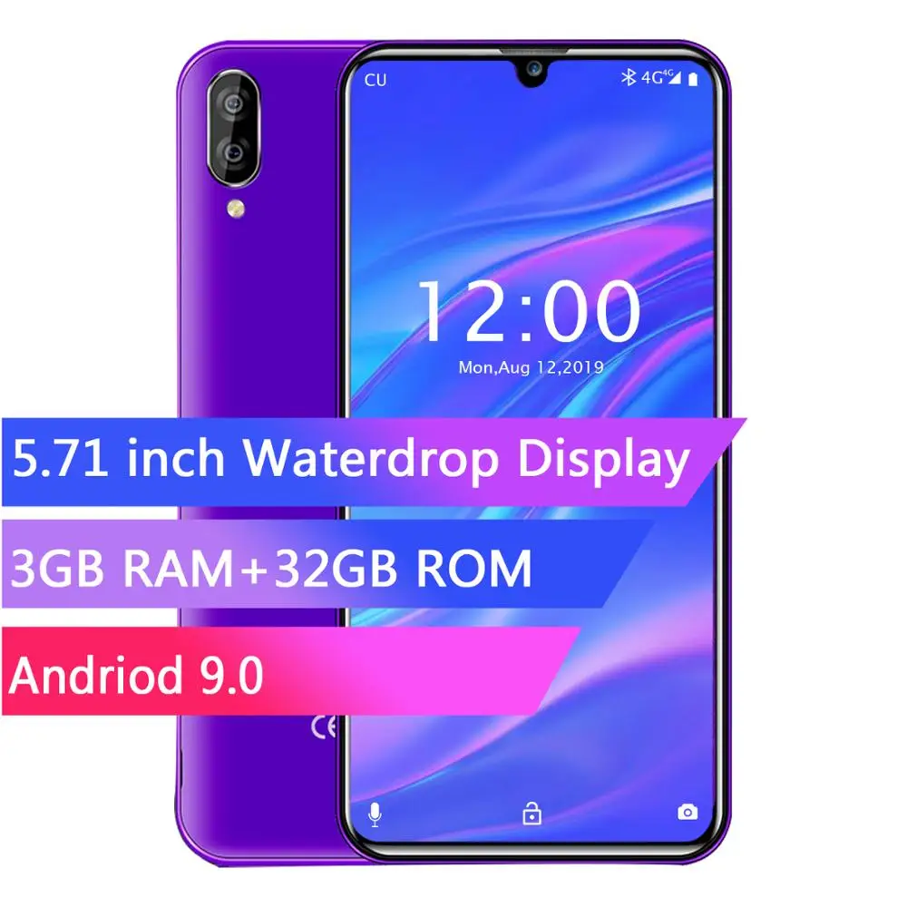 Billig OUKITEL C16 PRO 5.71HD + Waterdrop Bildschirm 4G Smartphone MT6761P Quad Core 3GB 32GB Android 9.0 Pie Gesicht ID Handy