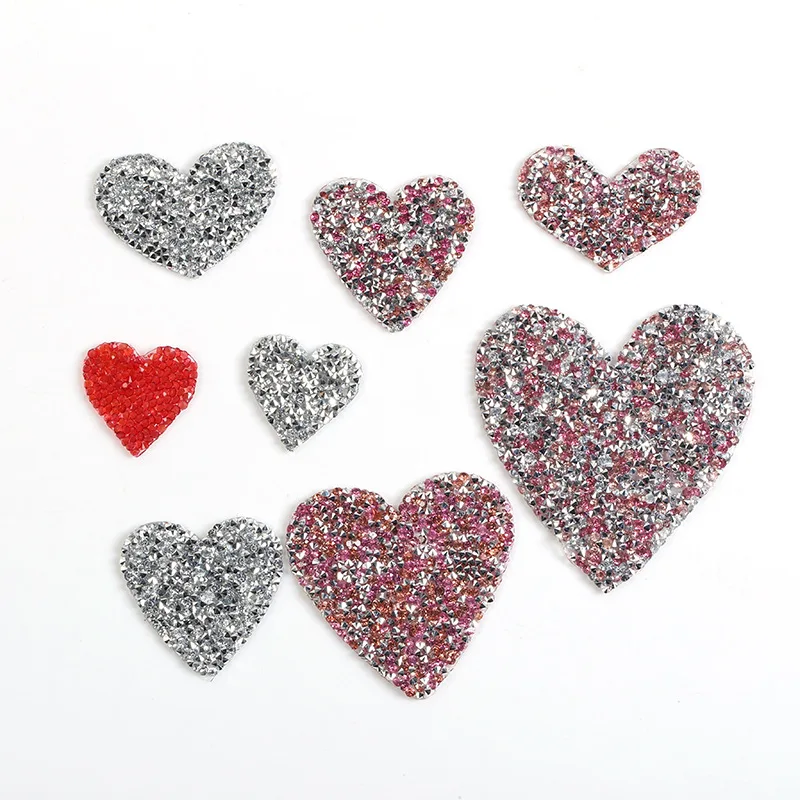 

1pc Iron on Heart Love Patches for Clothing Red Silver Pink Clothing Stickers Stripes on Clothes Applique Garment Accessories