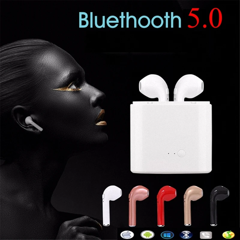 

2019 NEW I7s TWS Wireless Bluetooth Earphones with mini Charge box Headsets Earbuds For Xiaomi Samsung Huawei