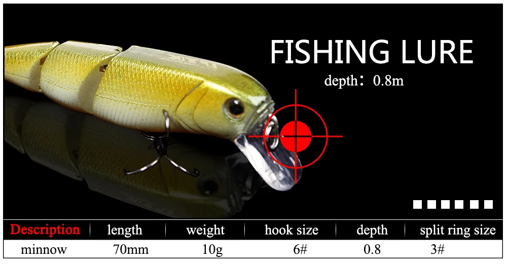 Приманка для рыбалки от ftk 70 мм 10 г тонущие воблеры 3 Сегменты мульти шарнирная Swimbait Щука приманка жесткие приманки